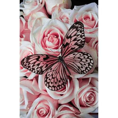 5D Diy Flower Rose Butterfly Diamond Painting Kit Full Round Drill Diamond Embroidery Mosaic Cross Stitch Home Decoration Gift