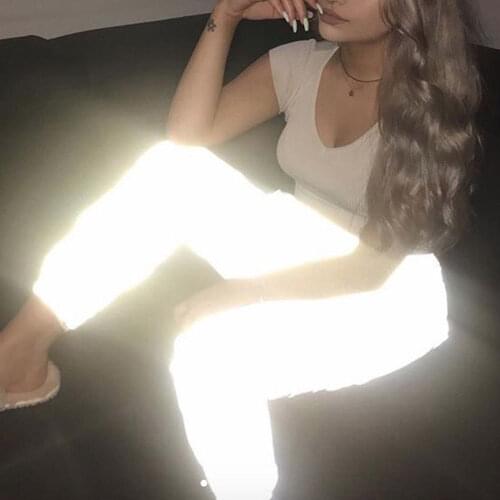 Unisex Unique Reflective Light Pants New Dancing Jogging Fitness Loose Pants