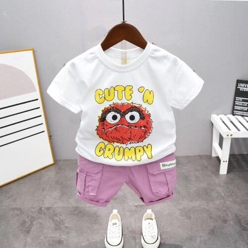 Childrens T-shirt + shorts Summer Short Sleeve Pants 2pcs/set Baby Boy Clothes Outfit Kids Cartoon Cotton Cuit Boy Girl Clothes