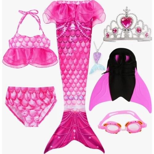 Ariel Little Mermaid Tails With Monofin Fin Flipper Kids Swimmable Children Swimwear Set Mermaid Tail Costume Swimsuit