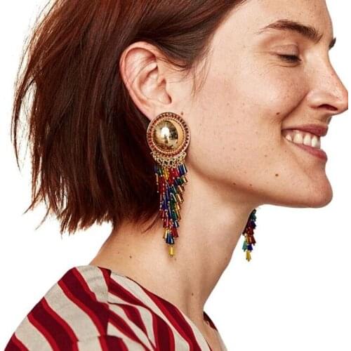JERPVTE Hot Brand Bohemian Wedding Fringed Long Earrings Jewelry Fashion Statement Maxi Drop Dangle Earrings Women Wholesale