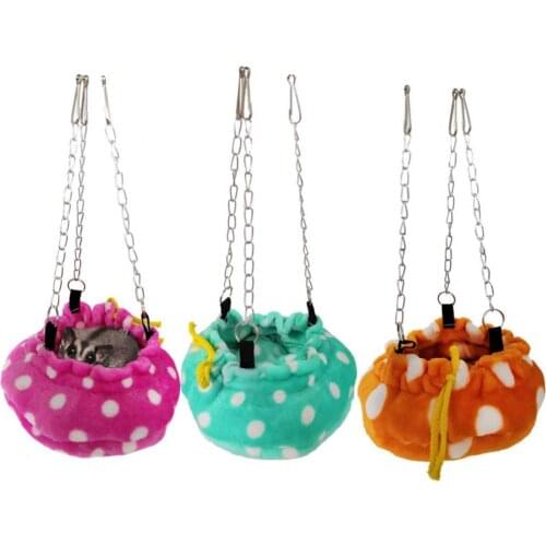 Dot Small Pet Hamster Yellow Cotton Plush Warm Squirrel Bird Hammock Hanging Bed Nest Sleeping Bag Cage Decor Indoor Decorations
