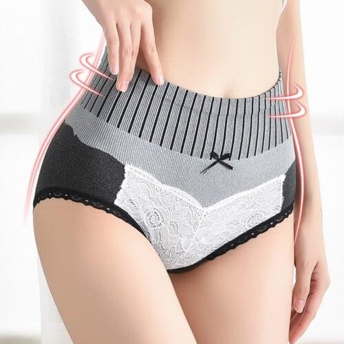 Cotton Lace Women Panties High Waisted Elastic Comfortable Female Underwear Tummy Control Soft Seamless Fashion Ladies Pantie