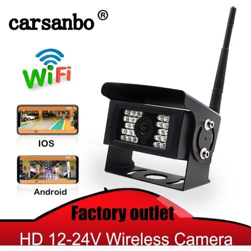 Carsanbo WIFI Wireless Car Rear View Camera HD 12V-24V Waterproof Night Vision Parking Bus Camera For IOS/Android Mobile Phone