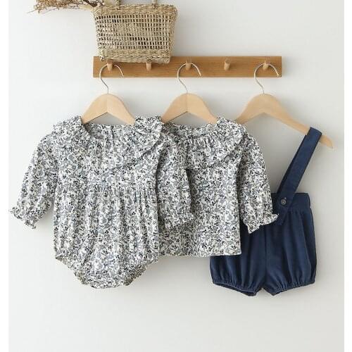 Baby Girl Clothes Set 0-2 Years Toddler Girls Clothing Set Cotton Romper + Overall Short Pants 2pcs Outfits Baby Girl Clothing