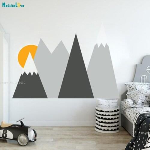 4 Colors Multiple Mountains Wall Stickers Pastel Kids Baby Room Nursery Self-adhesive Lovely Simple Home Décor YT2468D