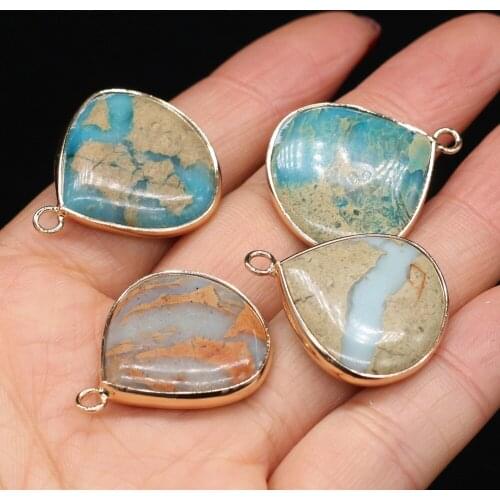 Natural Stone Pendants Water Drop Gold-plated Agated Crystal Pendant for Jewelry Making Necklace Earring Gift Supplies