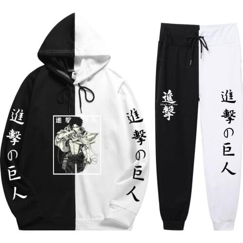 2021 New Japanese Anime Attack on Titan Hoodie Pants Casual Men Women Tracksuits Casual Jogging Suits Harajuku