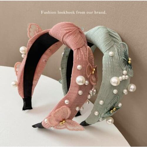 French simple pearl Korean version fairy hair bundle hair accessories wide-brimmed elegant women bead hair hoop