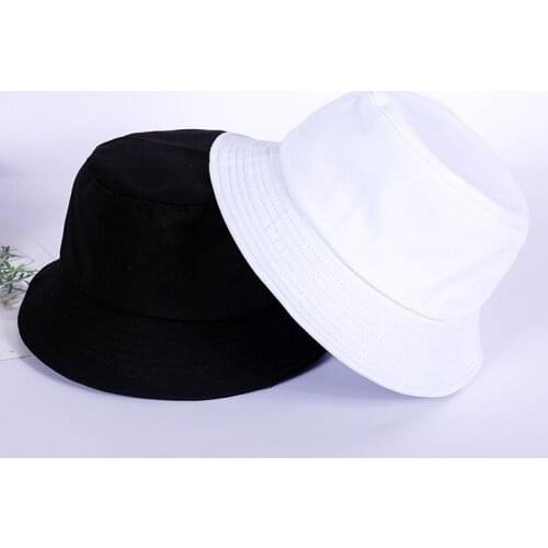 100% Cotton Pure Color Outdoor Fishing Hats Adult Black Solid Bucket Hats Fashion Summer Ventilated Flat Panama Hat Cap YY169