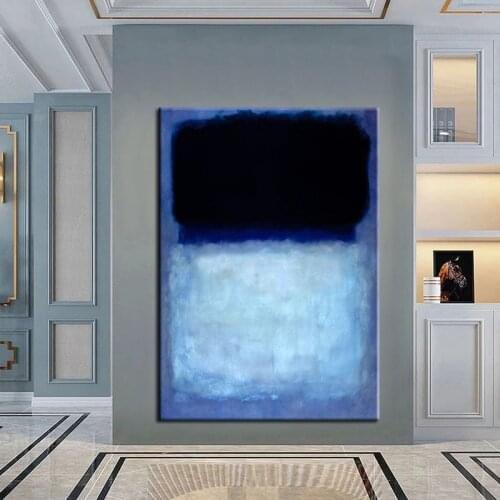 Original 100% Hand Painted Oil Painting Large Minimalist Painting on Canvas Vertical Black Blue Painting Textured Painting