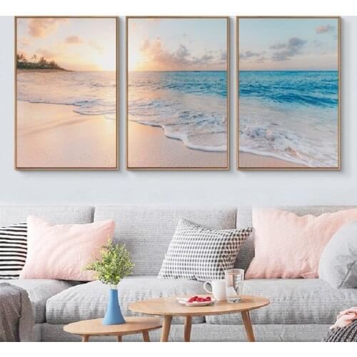 Nordic Seascape Wall Art Prints Sunshine Beach Canvas Painting Printed Posters and Pictures for Bedroom living Room Home Decor
