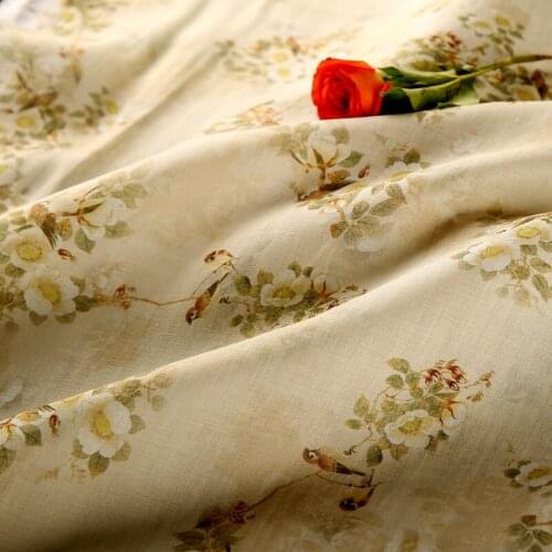 [Hundred Birds] Classical Style High-End Custom Pure Ramie Fabric Female Cheongsam Ancient Chinese Clothing Dress Fabric Summer