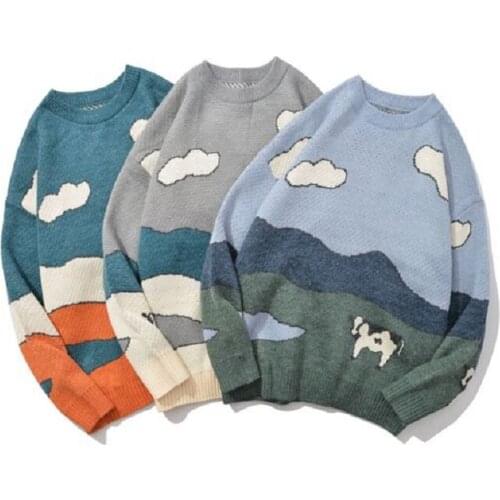 Men Women Cows Vintage Winter Sweaters 2021 Pullover Mens O-Neck Korean Fashions Sweater Women Casual Harajuku Clothes