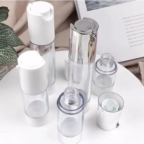 10pcs/lot 15/30/50ml Refillable Bottle Travel cosmetic packaging Empty airless plastic Lotion bottles vacuum emulsion bottle