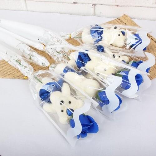 2pcs Lover Gift for Girlfriend Boyfriend Valentines Day Bear Flower Soap Wedding Gifts for Guests Bridesmaids Gift Party Favors