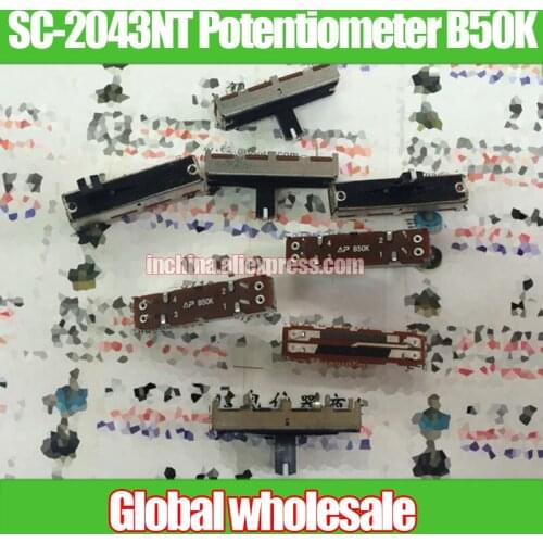 2pcs SC-2043NT Straight Slide Potentiometer B50K B503 / Fader Single Link Mono / Shank Length 10MM With Midpoint / 2 feet X2 fee