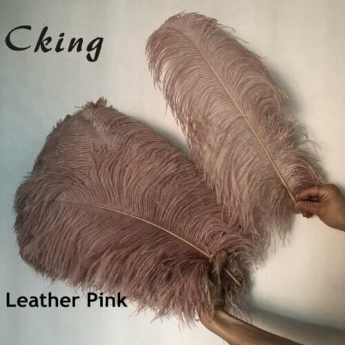 30PCS Big Pole Fluffy Natural Leather Pink Ostrich feathers 24-26inch Wedding Party Carnival christmas Props Decoration Plumage