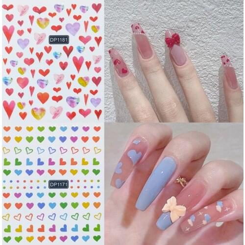 1pcs 3D Nail Sticker Black Heart Love Self-Adhesive Slider Letters Nail Art Decorations Stars Decals Manicure Accessories