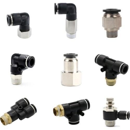 4mm 6mm 8mm 10mm 12mm Tube To M5 1/8" 1/4" 3/8" 1/2" BSP Male Female Thread Black Air Pneumatic Pipe Fitting Quick Connector