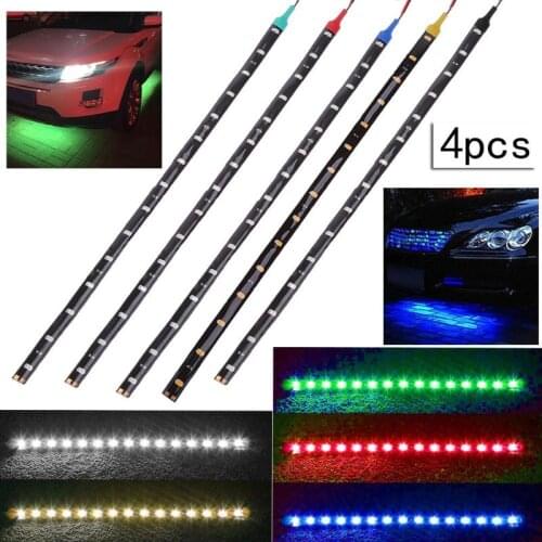 4pcs/set 30cm/11.8in 15LED Waterproof Flexible Car Truck Grill Light Strips Trunk Decorative Lamp LED Strip Light New