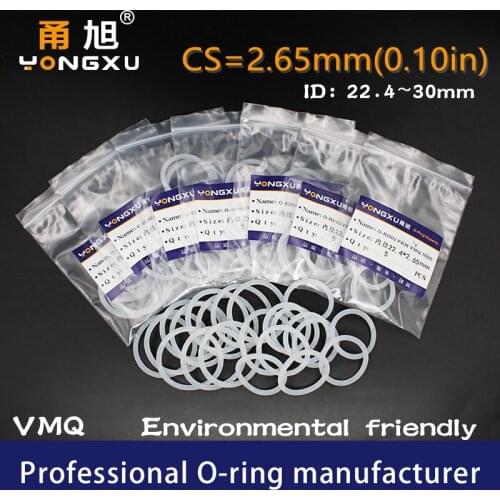 5PCS/lot White Silicon O-ring Silicone/VMQ CS2.65mm ID22.4/23.6/25/25.8/26.5/28/30*2.65mm O Ring Seal Rubber Rings Gasket