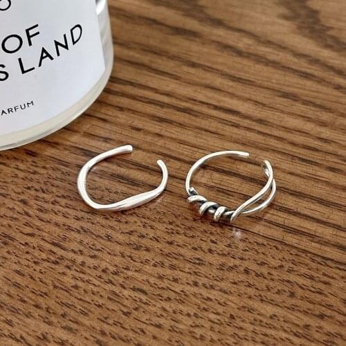 Amaiyllis 925 Sterling Silver Solid Irregular Streamline Open Ring Fashion Temperament Index Finger Ring For Women