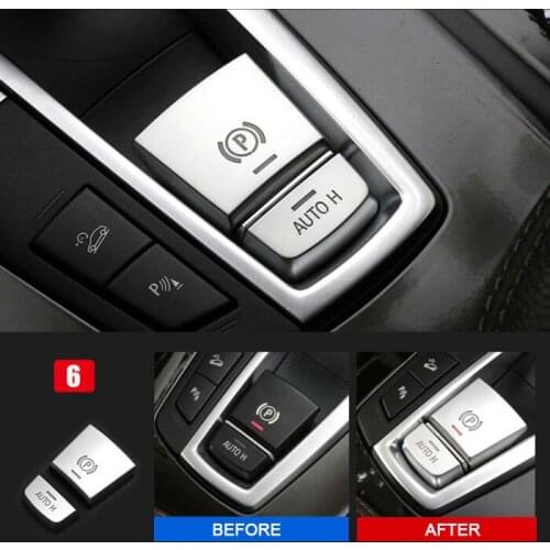 Car Chrome Interior Central Handbrake Auto H Button Cover Trim for BMW 5 / 6 / 7 Series F10 5GT F01 F07 X3 X4 X5 X6 F25 F26 F15