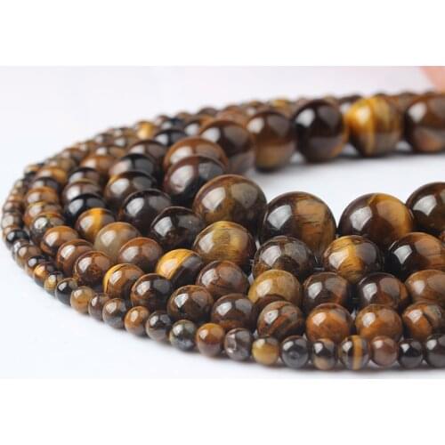 LIngXiang natural Jewelry yellow tiger eye stones loose Beads DIY Men and women bracelet necklace ear stud accessories make