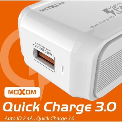 MOXOM Quick Charge 3.0 USB Charger QC3.0 QC Fast Charging UK EU Plug Adapter Wall Mobile Phone Charger For iPhone Samsung Xiaomi