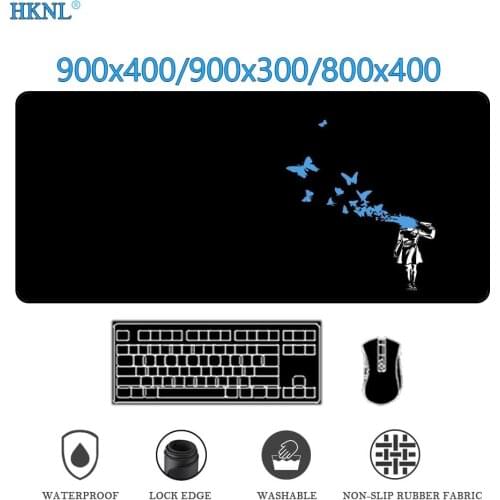 Black computer mouse pad xxl gaming accessories mousepad gamer laptop rubber Carpets Deskmat keyboard mice pc blue mats 900x400