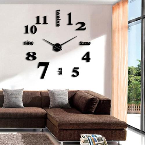 DIY Large Wall Clock 3D Huge Mirror Clock Wall Watch Surface Clocks Wall Sticker Giant Frameless Decorative Wall Clocks