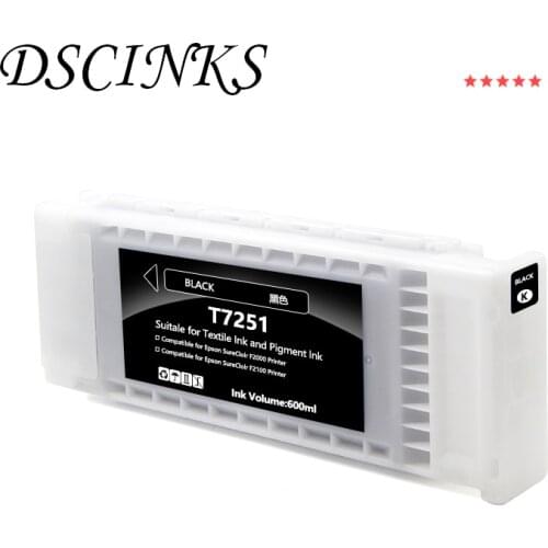 DSCINKS 600ml per pcs Textile T7251 T7252 T7253 T7254 T725A ink cartridge for Epson F2000 F2100 F2130 F2140 F2150 F2160 printer