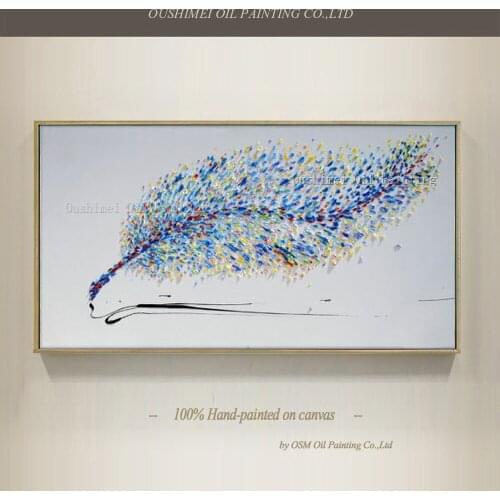 Artist Team Directly Supply New Arrival Modern Abstract Feather Oil Painting On Canvas Hand-painted Feather Oil Painting Decor