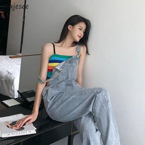 Jumpsuits Women Denim Straight Cool Girls Streetwear Students Casual Fashion All-match High Waist Trendy Female Stylish Newest