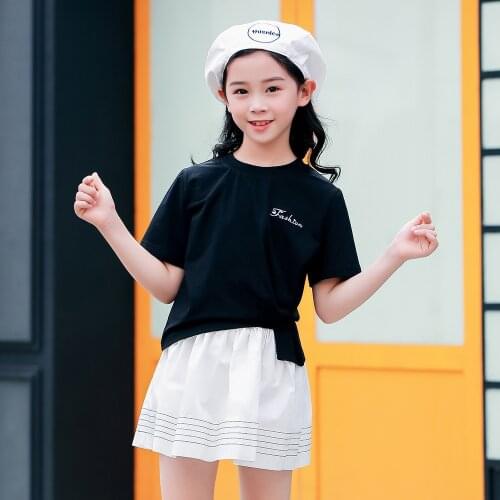 2021 Childrens Clothing Set Girls Cotton T-Shirt and Skirts 2 Pcs Suit Teen Girls Summer Kids Clothes 4 6 8 10 12 14 Years
