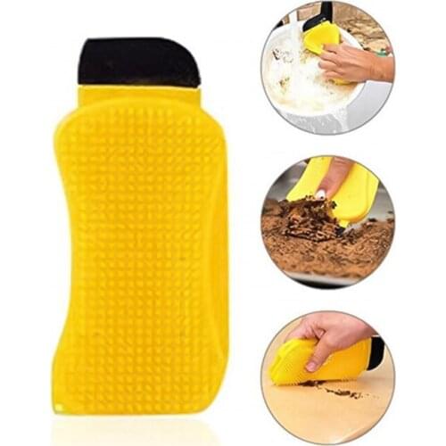 Kitchen Cleaning Tool Sponge Brush Silicone Dish Bowl Cleaning Brush Washing Pan Dish Bowl Sponge Scraper With Soap Dispenserr