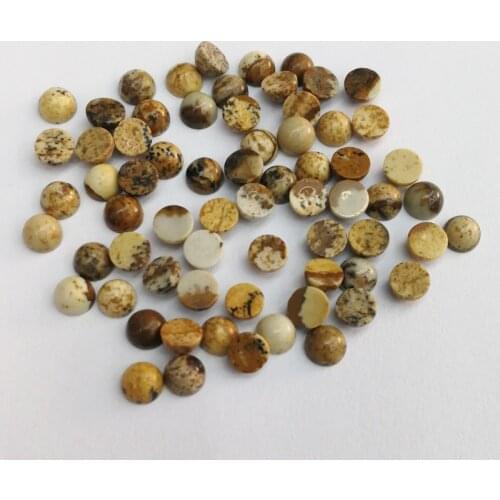 Fashion natural picture stone beads charms 4mm round CAB cabochon beads for jewelry Ring accessories no hole wholesale 50Pcs