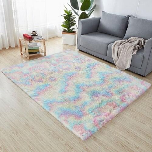 Living Room Soft Carpet Plush Rug Fluffy Thick Carpets Bedroom Decor Area Long Rugs Anti-slip Floor Mat Gray Kids Room Mats