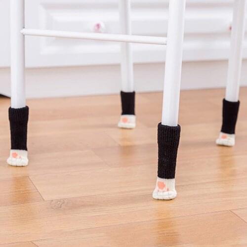 4Pcs Floor protection Chair Foot pad Leg Furniture Wool Knitting Cover Table Chair Cat Pads Floor Paw Protector Socks