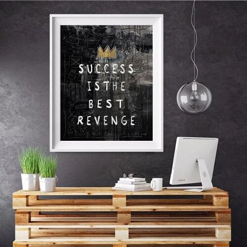 Success Is The Best Revenge Canvas Painting Motivational Graffiti Street Quote Wall Art for Bedroom Home Decor Cuadros