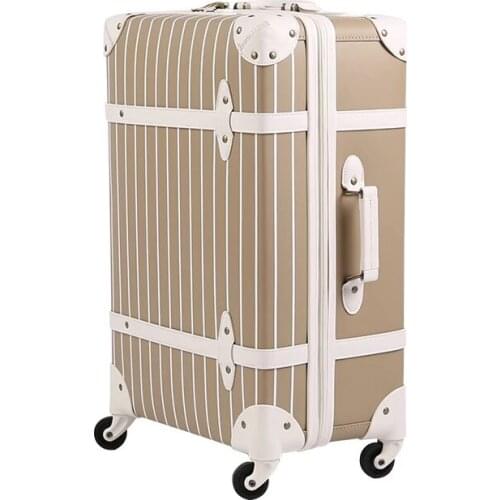 GraspDream 2019 New Retro stripe Travel Bag Rolling Luggage bag,17"20"24"inch Women spinner brand Trolley Suitcases on Wheels