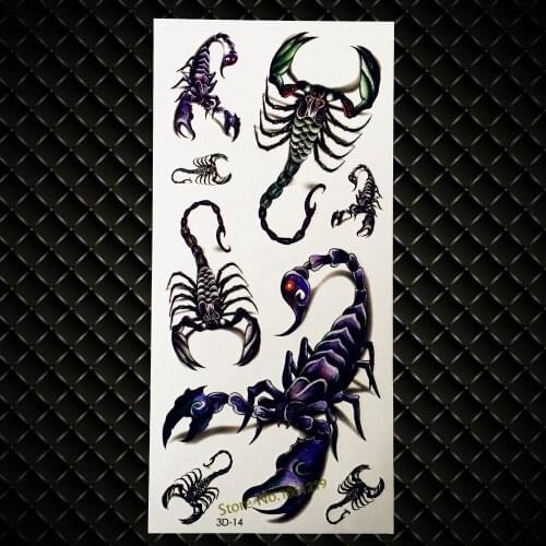 New Hot 3D Flash Tattoos Vivid Scorpion Defiler Design Waterproof Temporary Tattoo Sexy Men Women Arm Shoulder Fake Tattoo G3D14