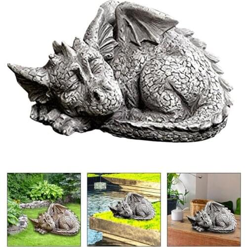 Adorable Baby Sleeping Dragon Outdoor Garden Sculpture Decoration Garden Decoration Ornaments (dragon Facing Left) Resin Statue