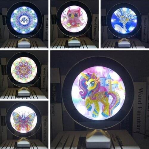DIY Mirror LED Light Diamond Painting Animal mandala Style Special Shaped Diamond Painting Makeup mirror Sale Diamond Mosaic Art