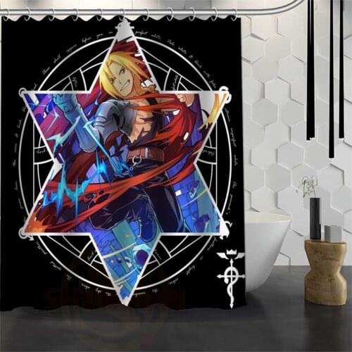 Custom Waterproof Bathroom Fullmetal Alchemist Shower Curtain Polyester Fabric Bathroom Curtain 165X180cm,180X200cm P