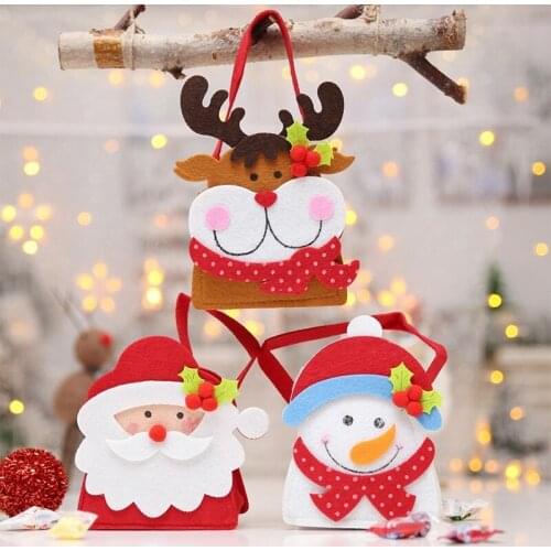 Xmas Assistant Christmas Tree Snowman Santa Claus Gift Bag Festival Storage Candy Bag Pocket