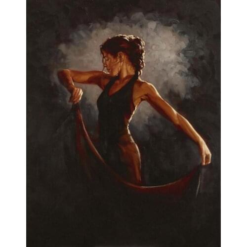 Handmade oil paintings dancer figurative Midnight Seduction II canvas art for wall decor