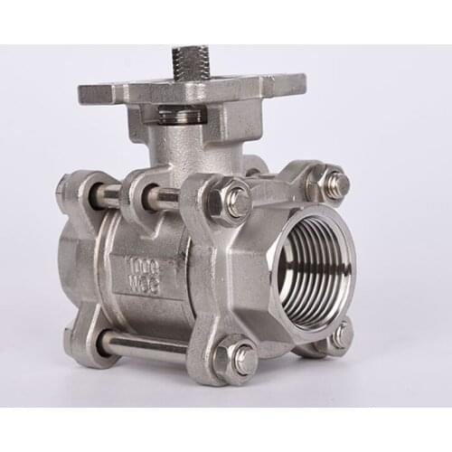 3PC Stainless Steel SS304 Ball Valve with Platform 1/2" 3/4" 1" Female Thread DN15 DN20 Heavy Duty