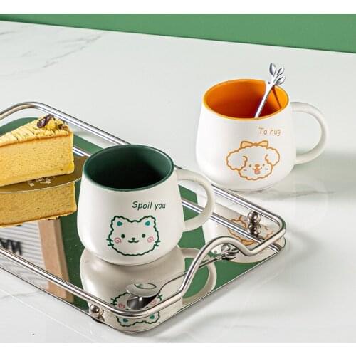 Cute animal personality style mug simple home breakfast cup office with spoon coffee cup creative couple water cup